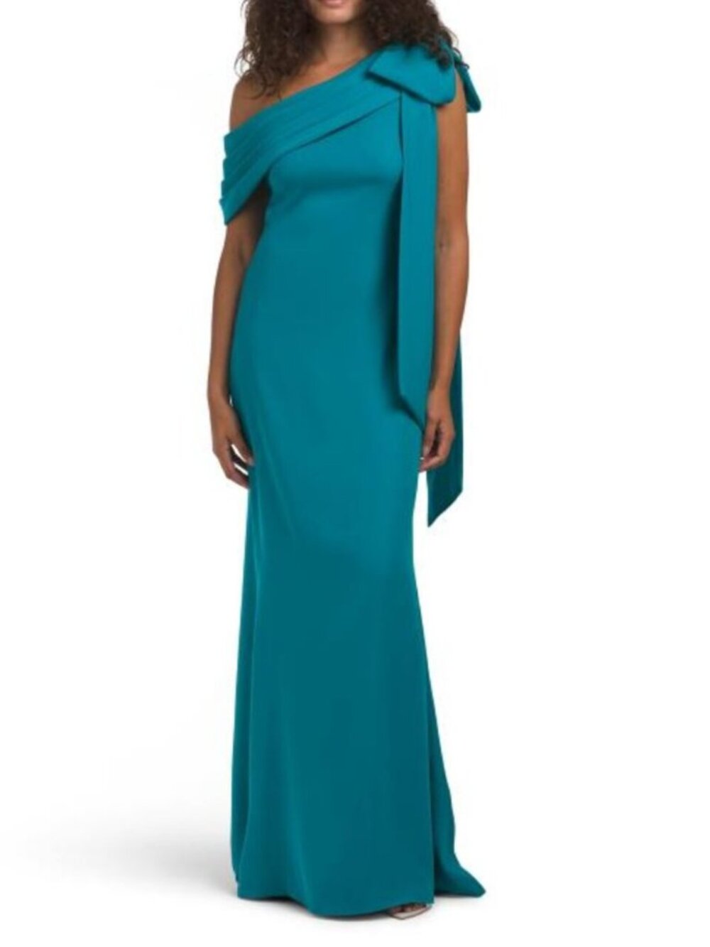 TADASHI SHOJI One Shoulder Bow Detail Gown